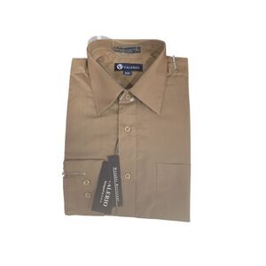 VALERIO DARK TAUPE MODERN FIT LAYDOWN COLLAR DRESS SHIRT. VSI0